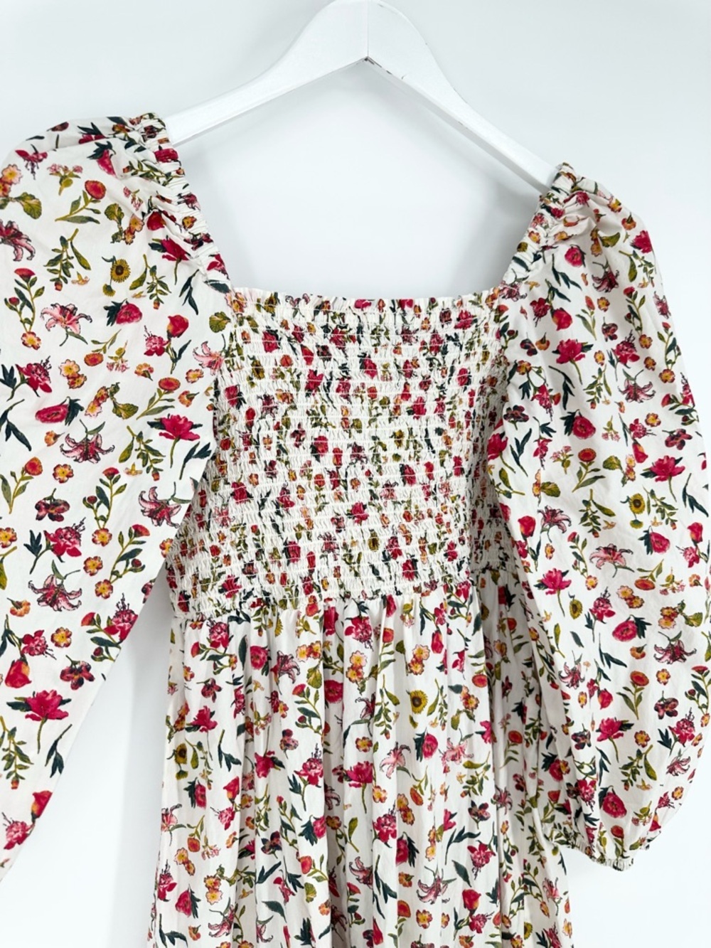 J. Crew Smocked puff-sleeve dress in vintage floral - Picture 7 of 12